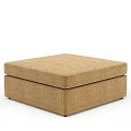 Brown Upholstered Square Stool with Textured Fabric and Modern Simple Design 3d model