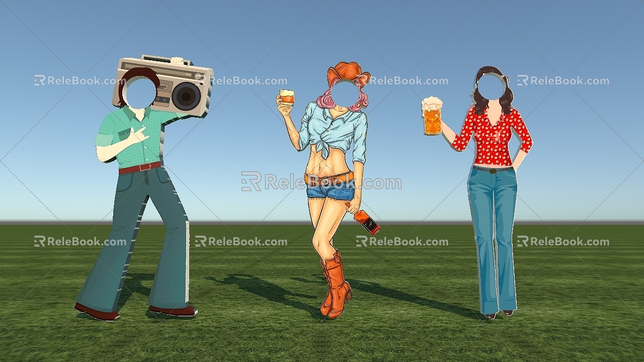 Retro humanoid punch humanoid photo music festival beer festival beauty Chen 3d model