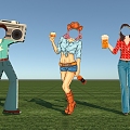 Retro humanoid punch humanoid photo music festival beer festival beauty Chen 3d model