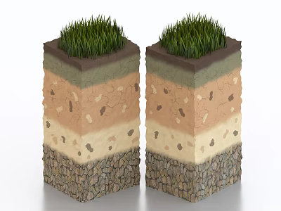 Grassland Grass Lawn Soil Structure Surface Structure Crust 3d model