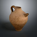 Hand Carved Traditional Clay Jug Sculpture With Handle Spout And Surface Texture