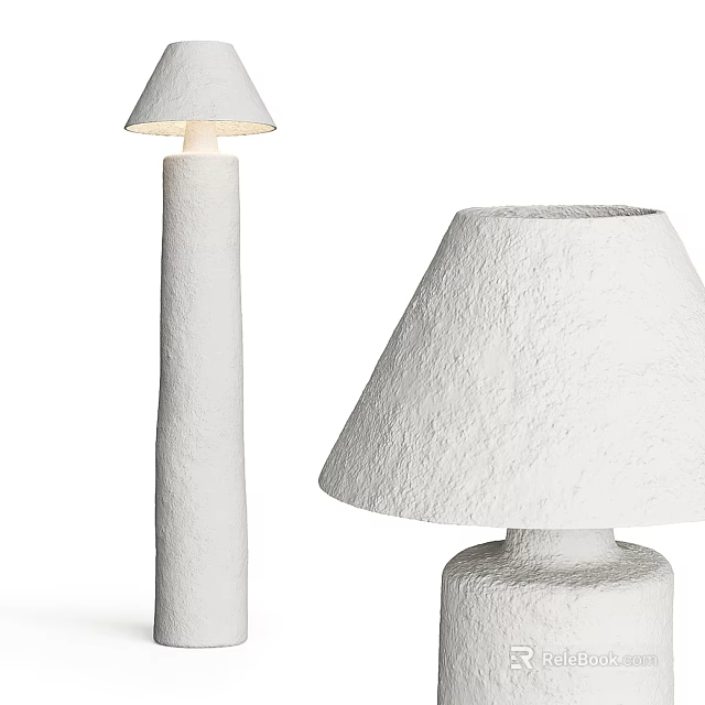 White Textured Floor Lamp In Minimalist Style 3d model