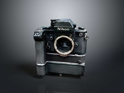 Vintage Nikon Film Camera Body Featuring Black Leather Texture And Mount Design 3d model