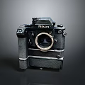 Vintage Nikon Film Camera Body Featuring Black Leather Texture And Mount Design