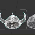 Two Horned Viking Helmets With Metal Shell And Riveted Straps Design