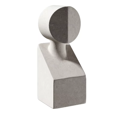 Modern Abstract Concrete Sculpture With Geometric Circular Top And Square Base 3d model