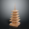 Traditional Wooden Pagoda Architectural Model With Multi Layered Roof And Spire