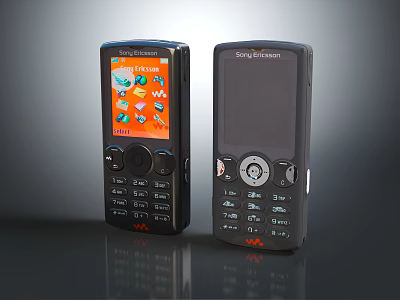 Vintage Sony Ericsson Feature Phones With Physical Keyboards And Color Display Screens 3d model