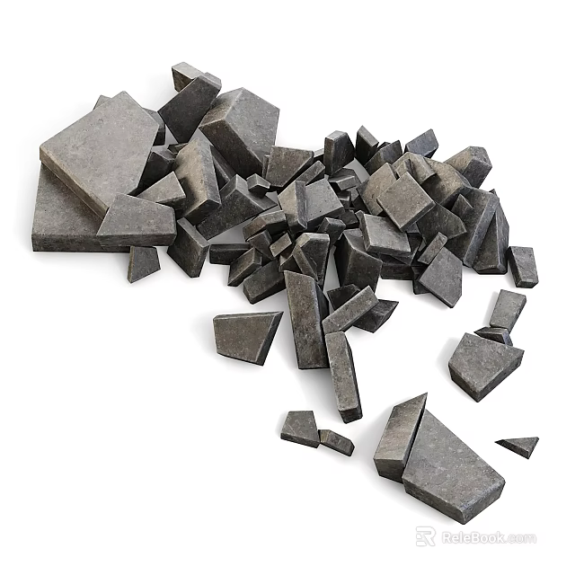Gray Stone Blocks And Wood Materials For Construction And Design Projects 3d model 