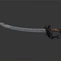 Ancient Medieval Sword With Intricate Metal Blade And Leather Wrapped Hilt