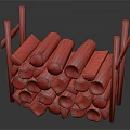 Modern Timber Log Stack Split 3d model