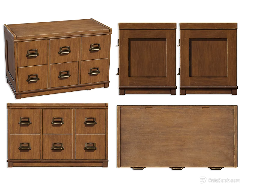 Wooden Decorative Cabinets with Drawers and Cabinet Doors in Various Styles 3d model 
