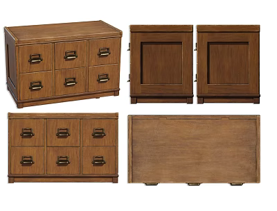 Wooden Decorative Cabinets with Drawers and Cabinet Doors in Various Styles 3d model