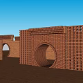 Red Brick Building Facade With Circular Arches And Perforated Design Details