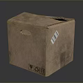 Durable Brown Cardboard Box With Handle Hole Side Barcode And Recycling Symbol
