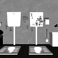 Modern Toilets With Gray Marble Wall Toilet Brush Trash Can And Paper Holder