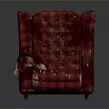 Classic Red Plaid Wingback Armchair With Soft Blanket And Tufted Design