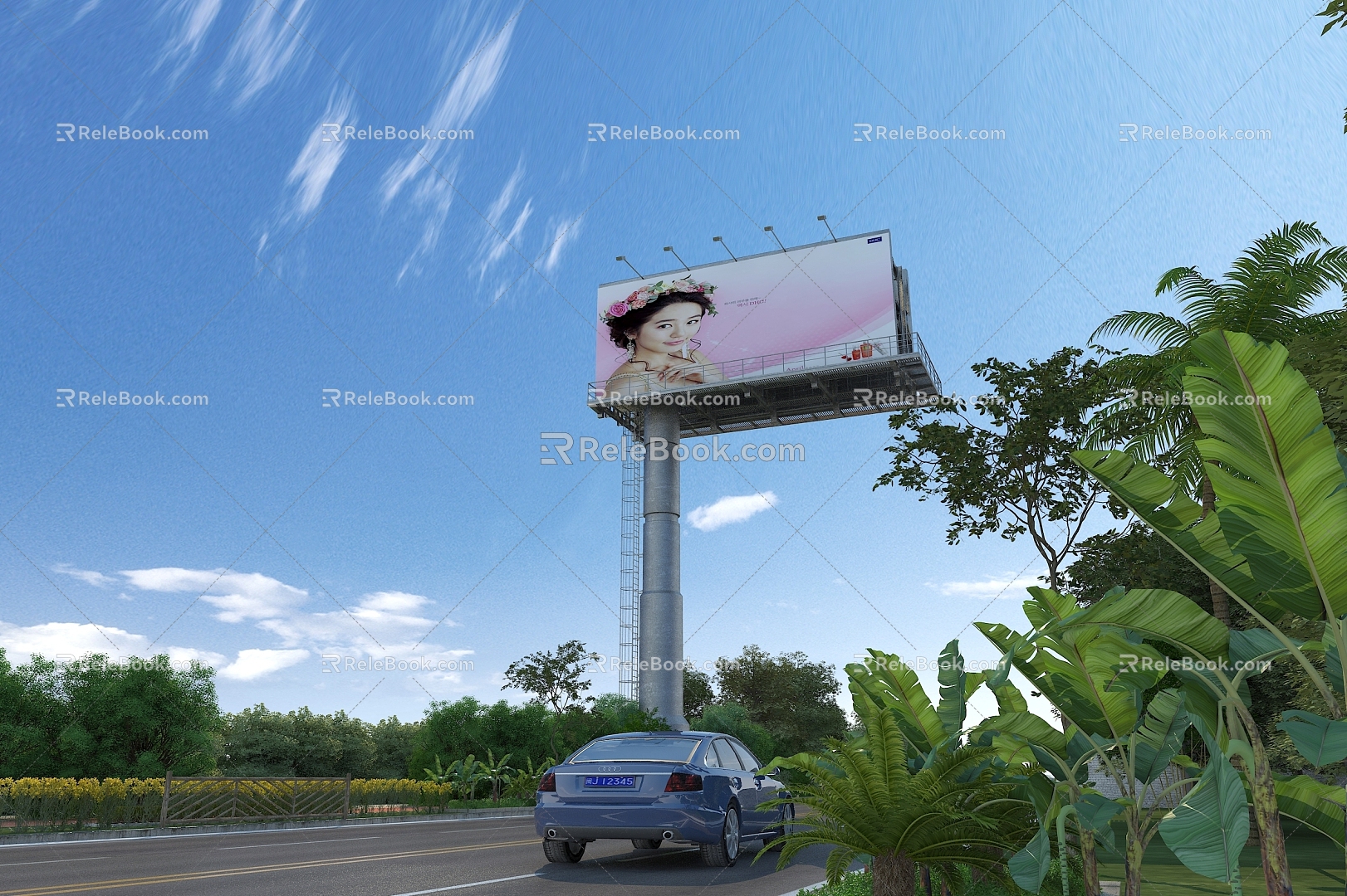 Modern billboard street signs 3d model