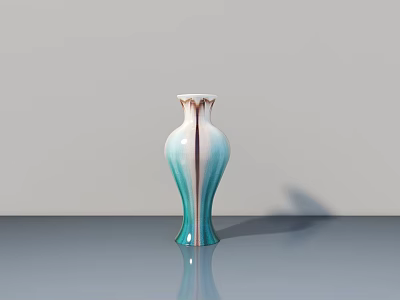 Ceramic Sculpture Vase With Blue And White Gradient Shiny Surface And Reflection 3d model