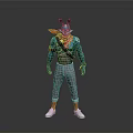 Anthropomorphic Rabbit Character In Blue Top Red Scarf Gray Pants And White Shoes