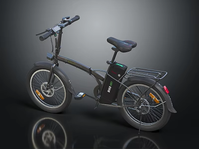 Modern Black Electric Bike With Sleek Frame Rear Rack And Battery 3d model