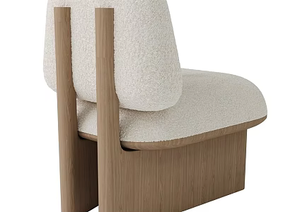Modern Single Sofa With Oatmeal Bouclé Fabric And Sturdy Wooden Frame Design 3d model