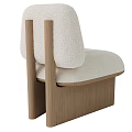 Modern Single Sofa With Oatmeal Bouclé Fabric And Sturdy Wooden Frame Design