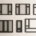 Modern Black Frame Casement Windows with Various Different Designs 3d model