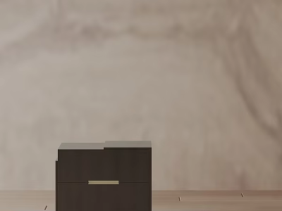 Elegant Dark Wood Bedside Table with Minimalist Design and Drawer 3d model