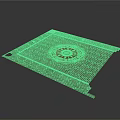 Gray Square Floor Design With Central Golden Circular Pattern And Surrounding Border Lines