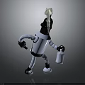 3D Cartoon Character With Black Head White Body White Hair Decoration Holding Objects Standing Pose