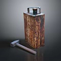 Vintage Rusty Metal Storage Container With Wooden Handle Hammer and Classic Design