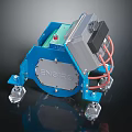 Compact Blue ENGiRO Mechanical Device With Transparent Wheels And Metal Housing