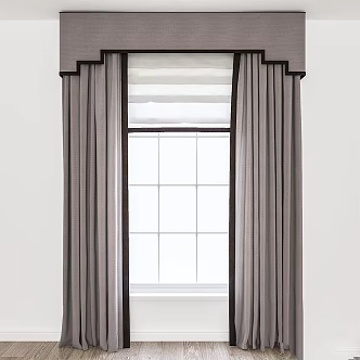 vintage curtain franch textile 3d model