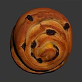 Golden Orange Sweet Spiral Roll With Raisins Shiny Surface On Dark Background