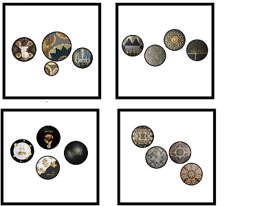 Artistic Circular Decorative Plates Featuring Diverse Patterns For Wall 3d model