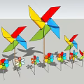 Colorful Commercial Decorative Pinwheels And Flower Shaped Ornaments In Various Sizes On Poles
