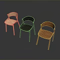 Modern Wooden Single Chairs With Different Wood Color Tones And Simple Backrest Design