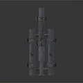 Black Industrial Metal Support Pillars With Bolted Connections And Base Plates