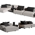 Modern Light Gray L shaped Sectional Sofa With Black Cushions And Side Table 3d model