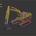 Yellow Komatsu Tracked Excavator With Front Bucket Operator Cabin And Tracks