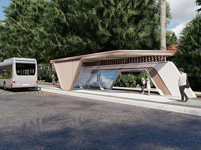 Modern Platform Metal Creative Modeling Bus Station 3d model