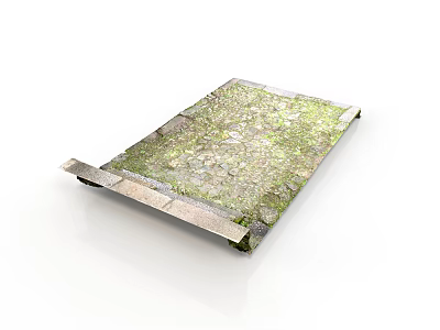 Rustic Stone Pavement with Mossy Slate Slabs and Natural Weathered Surface 3d model