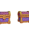 Purple And Golden Fantasy Style Treasure Chests With Stone Textured Design