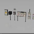 Stand Mounted Industrial Electrical Control Boxes With Distribution Panels Buttons And Labels 3d model