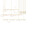 Modern Curved Metal Chandelier Design With Sleek Hanging Lines And Artistic Shapes