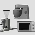 Modern White Kitchen Appliances Including Coffee Grinder Stand Mixer And Microwave