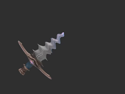 Intricate Ornate Sword Featuring Serrated Blade Brown Handle And Decorative Hilt 3d model