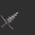 Intricate Ornate Sword Featuring Serrated Blade Brown Handle And Decorative Hilt