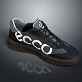 ECCO Black Casual Sneakers With White Logo And Brown Sole Design